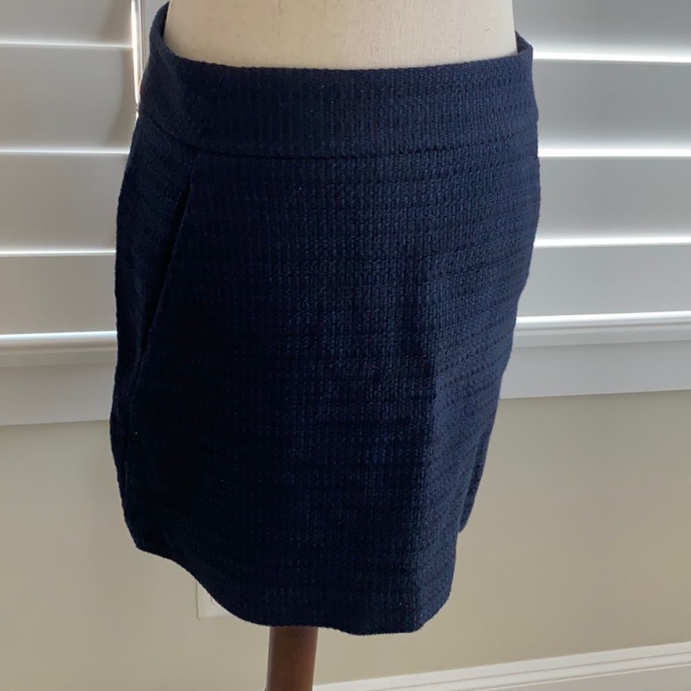 Sz 4 Ann Taylor LOFT woven tweed skirt navy and black